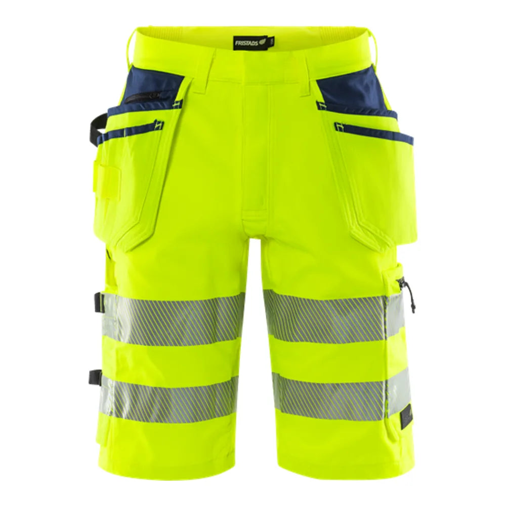 Fristads High Vis Green Stretch Korte Broek Klasse 2 2646 Gstp High Vis Geel Marineblauw