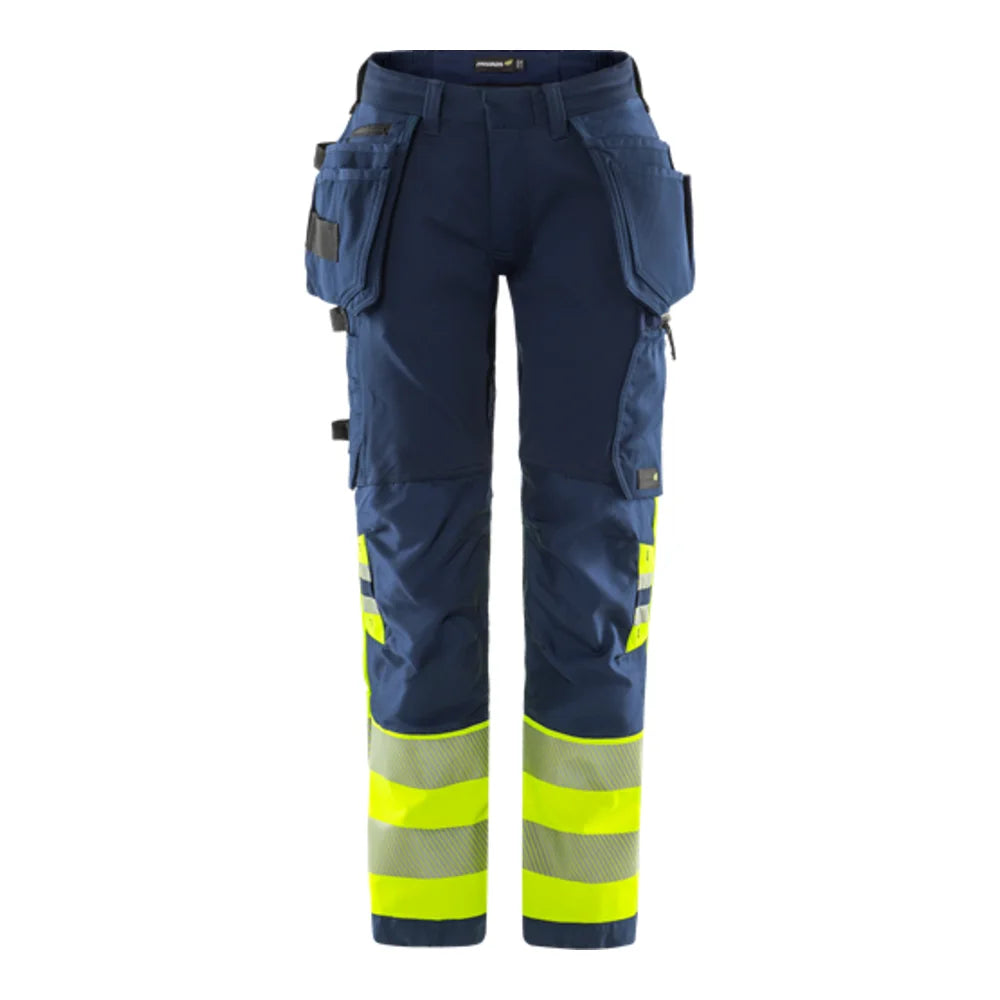 Fristads High Vis Green Werkbroek Dames Stretch Klasse 1 2663 Gstp High Vis Geel Marineblauw