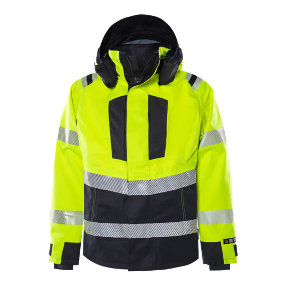 Fristads Flamestat High Vis Airtech® Shell Jacket Klasse 3 4525 Athr High Vis Geel Marineblauw