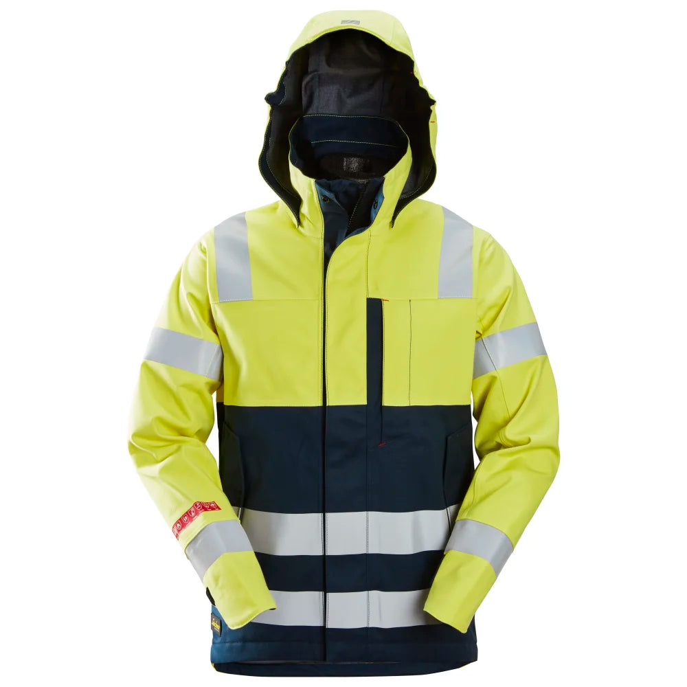 Snickers 1361 Protecwork Waterproof Shell Jack High-Vis Klasse 3 6695 High Visibility Yellow Navy