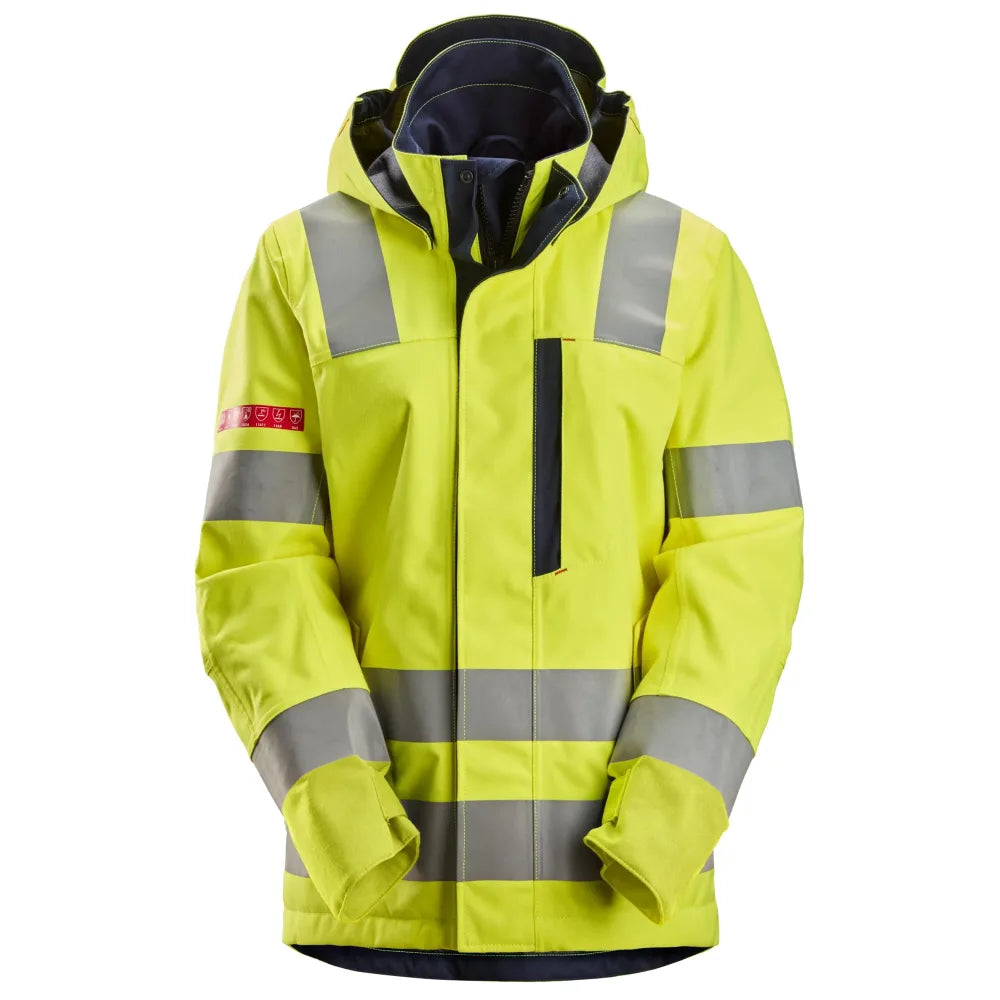 Snickers 1368 Protecwork High-Vis Klasse 3 Waterdichte Dames Shell Werkjas 6695 High Visibility Yellow Navy