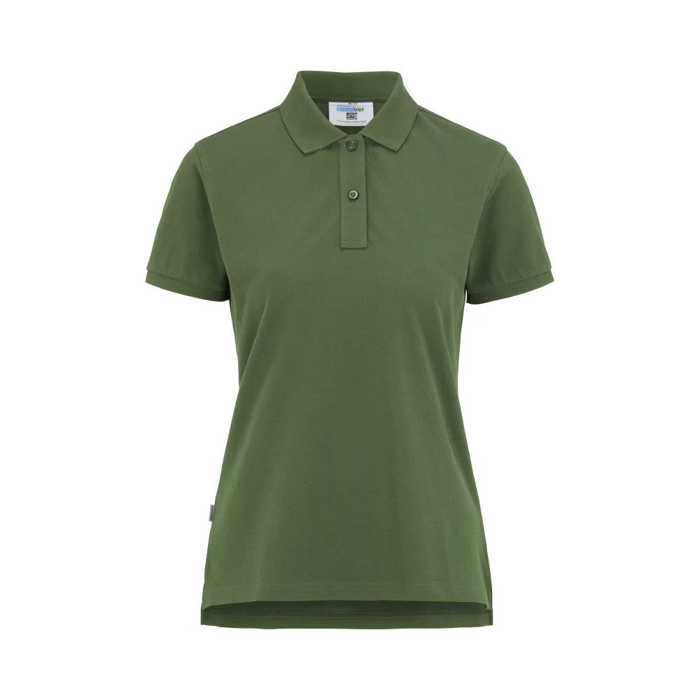 Cottover Polo Pique Lady - GOTS Donker Groen