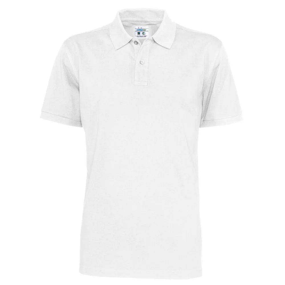 Cottover Polo Pique Man - GOTS Wit