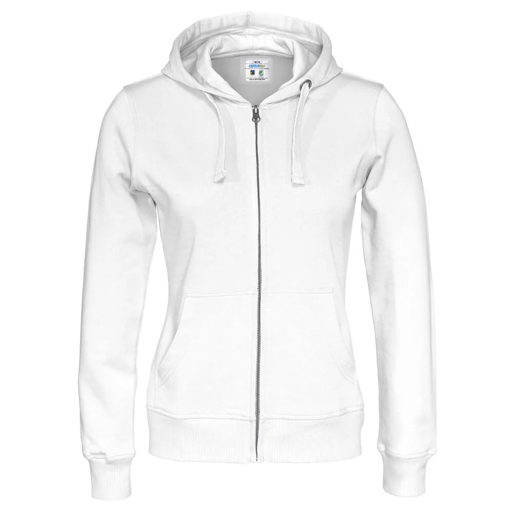 Cottover Hoodie Full Zip Lady - GOTS Wit