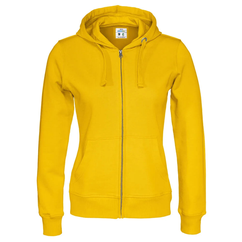 Cottover Hoodie Full Zip Lady - GOTS Geel