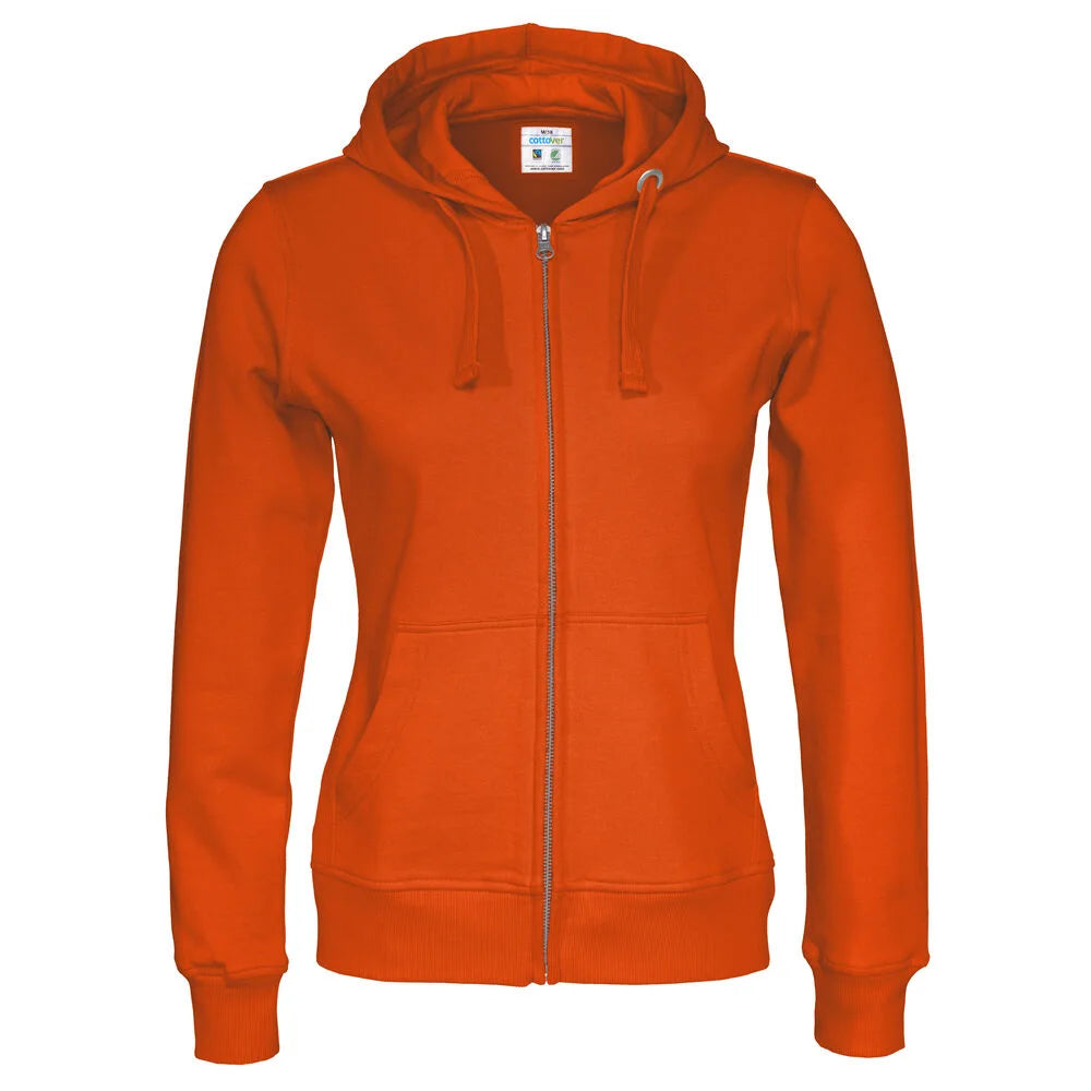 Cottover Hoodie Full Zip Lady - GOTS Oranje