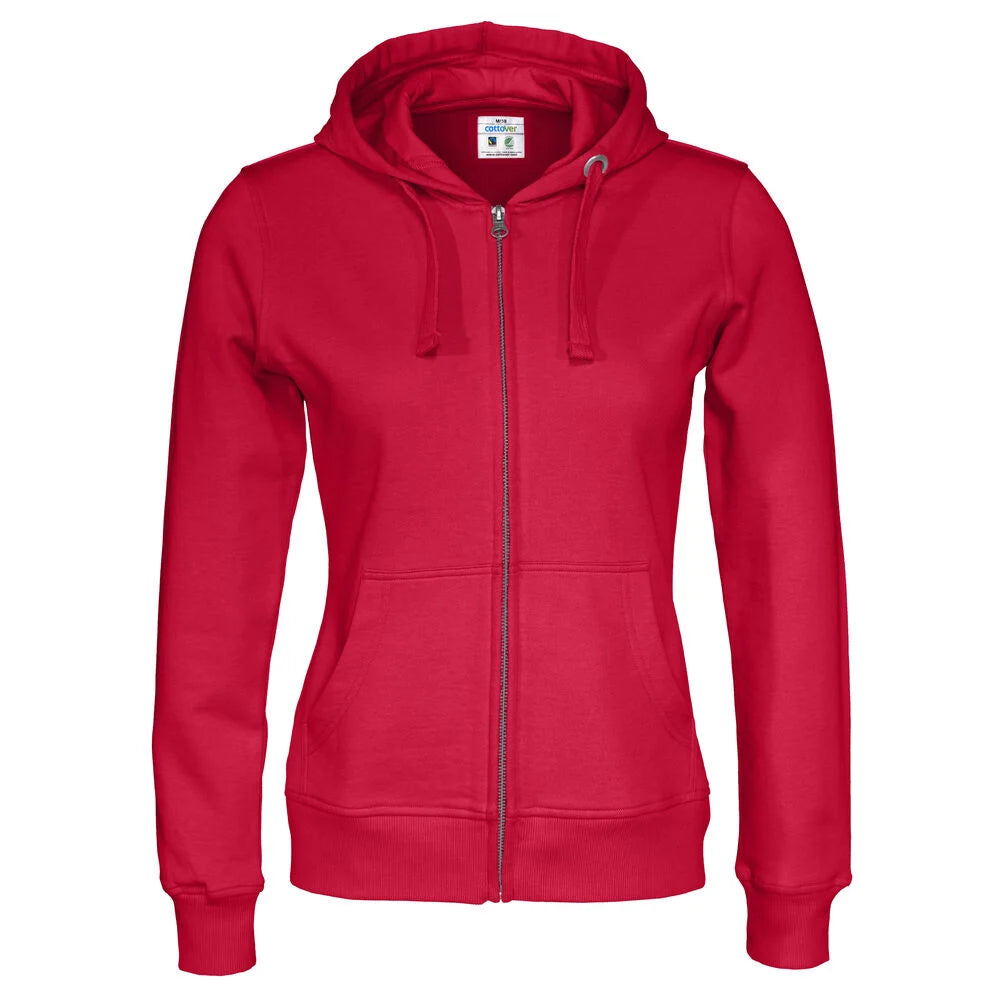 Cottover Hoodie Full Zip Lady - GOTS Rood