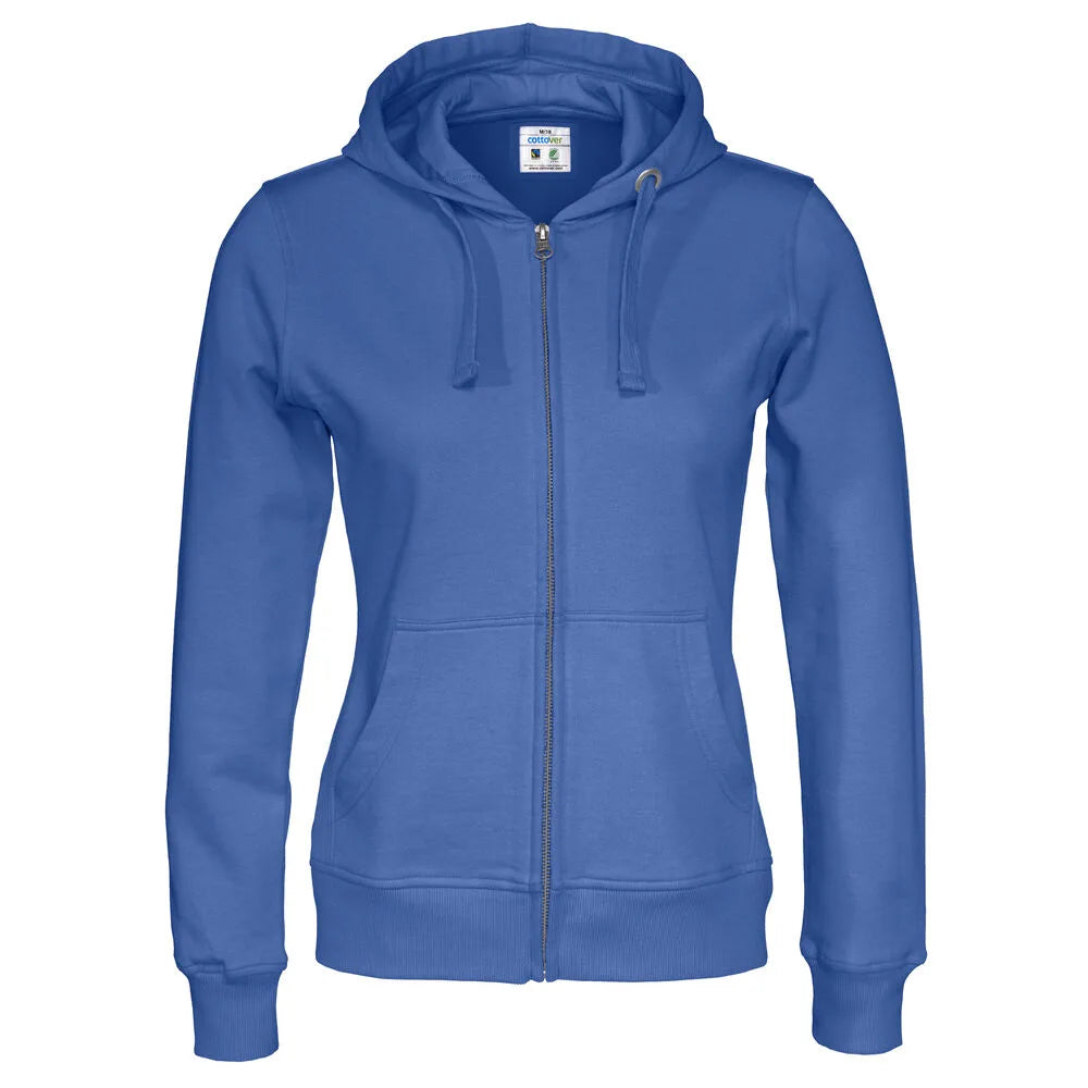 Cottover Hoodie Full Zip Lady - GOTS Koninklijk Blauw