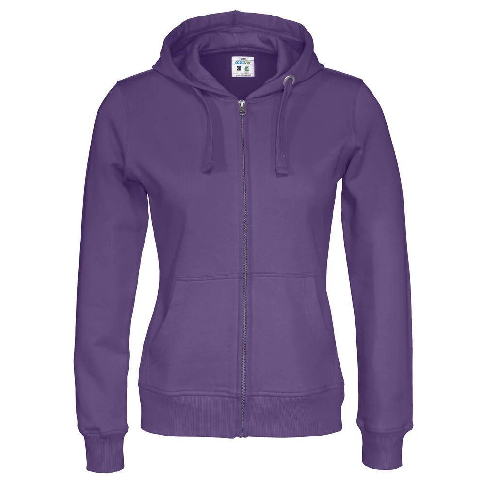 Cottover Hoodie Full Zip Lady - GOTS Paars