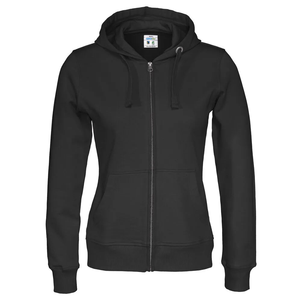 Cottover Hoodie Full Zip Lady - GOTS Zwart