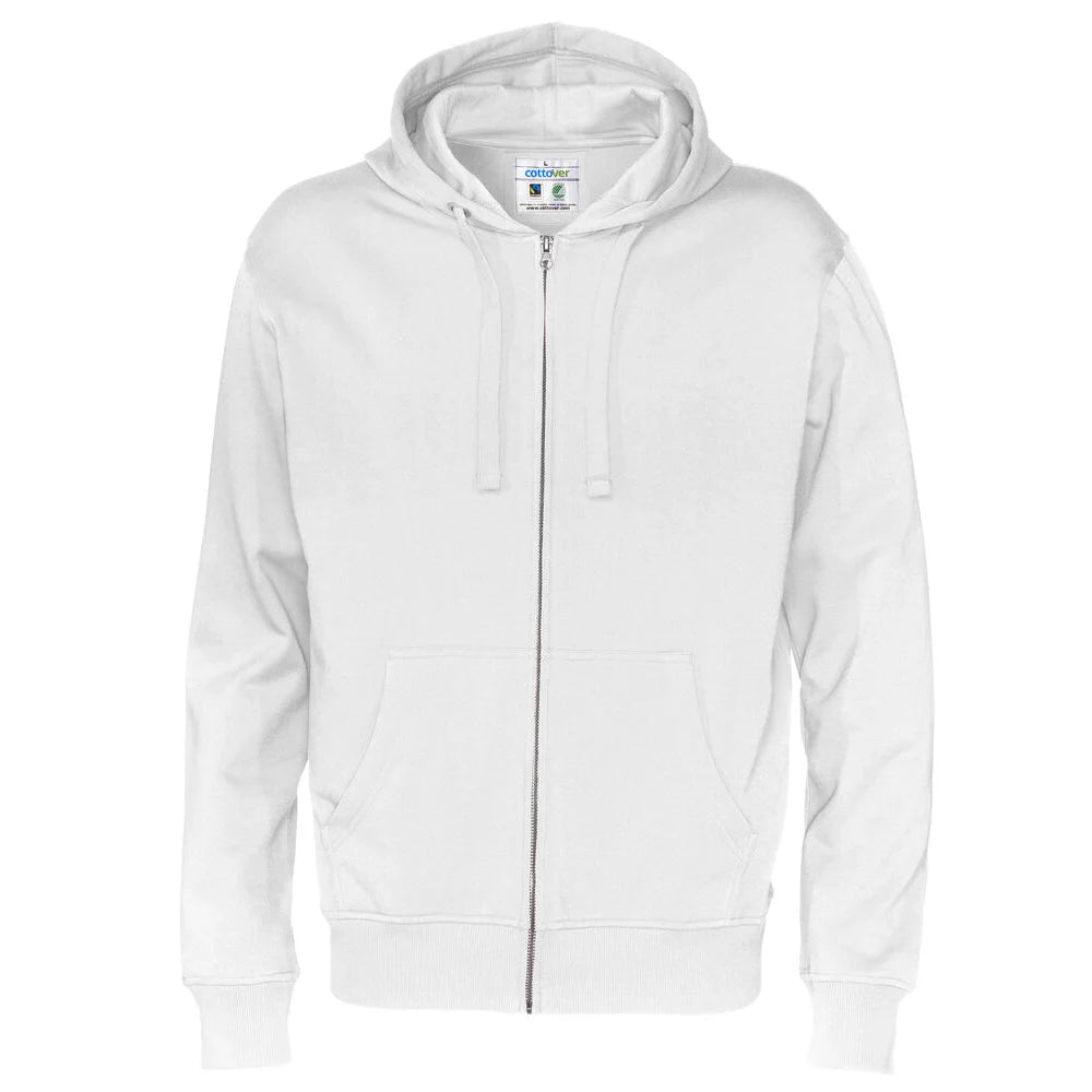 Cottover Hoodie Full Zip Man - GOTS Wit