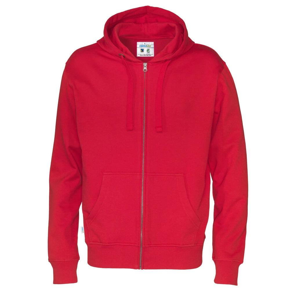 Cottover Hoodie Full Zip Man - GOTS Rood