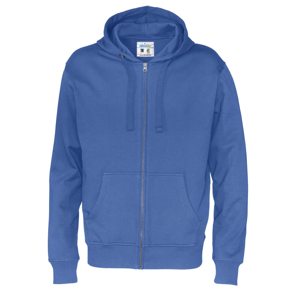 Cottover Hoodie Full Zip Man - GOTS Koninklijk Blauw
