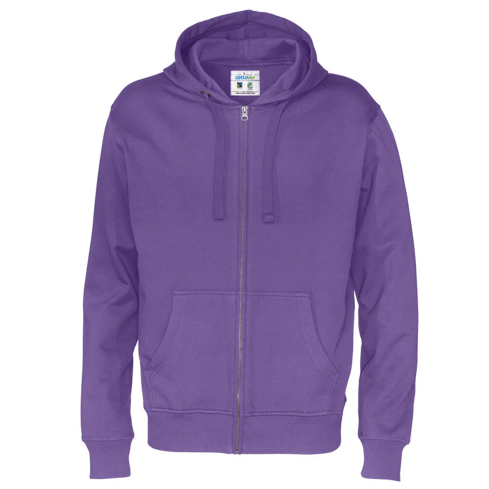 Cottover Hoodie Full Zip Man - GOTS Paars