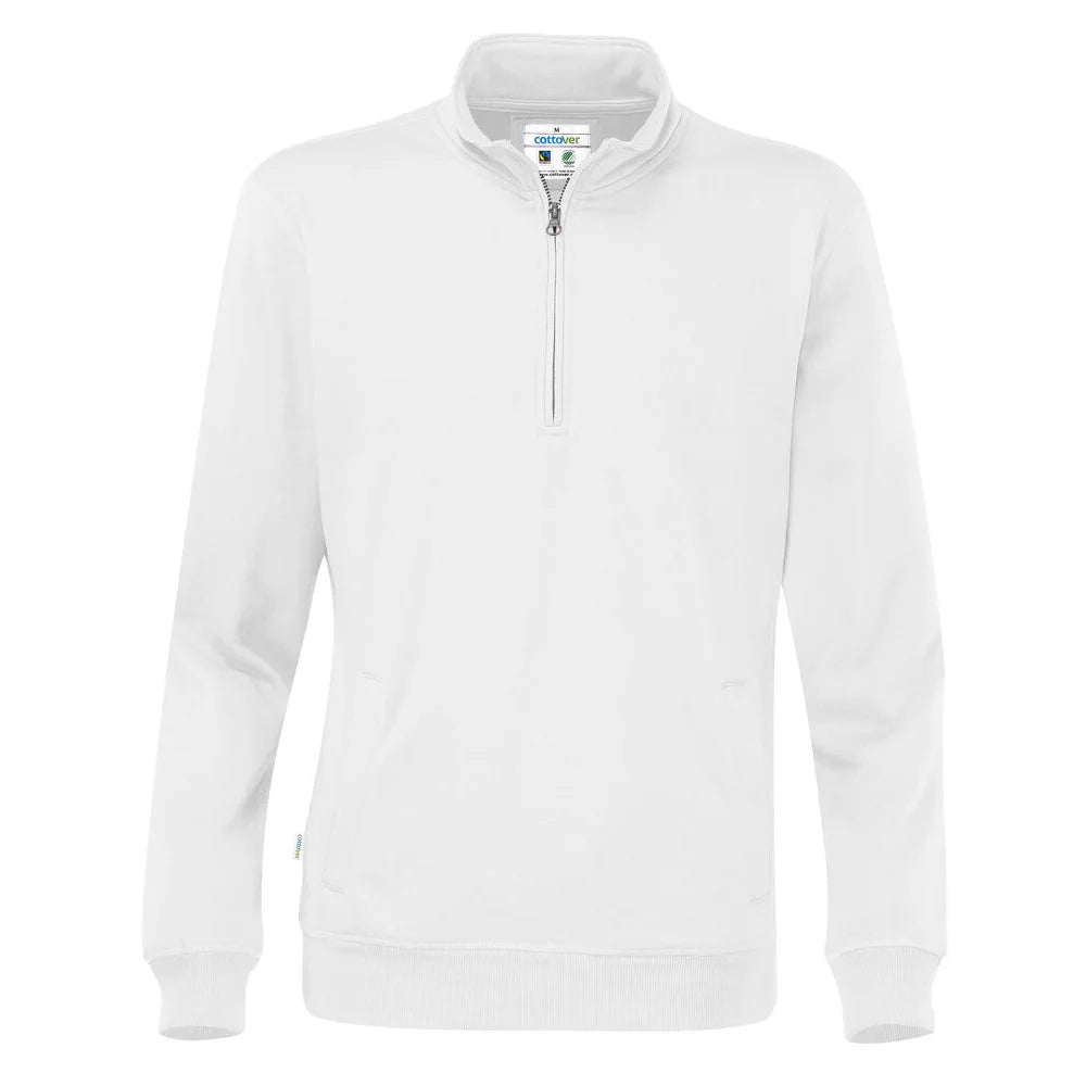 Cottover Sweater Half Zip Unisex - GOTS Wit