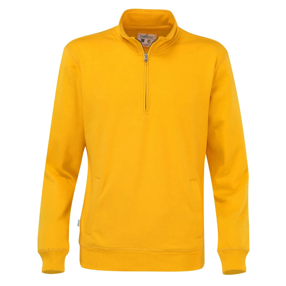 Cottover Sweater Half Zip Unisex - GOTS Geel