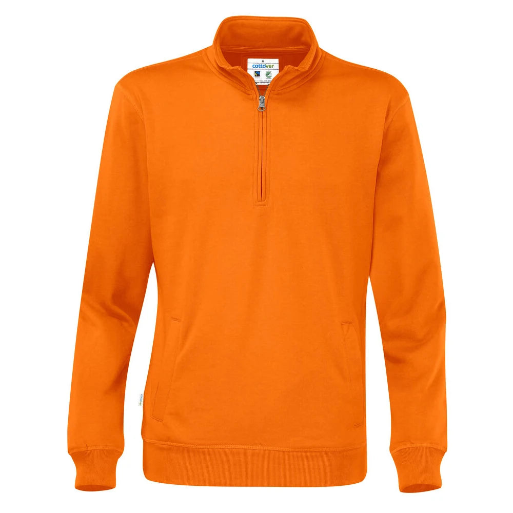 Cottover Sweater Half Zip Unisex - GOTS Oranje