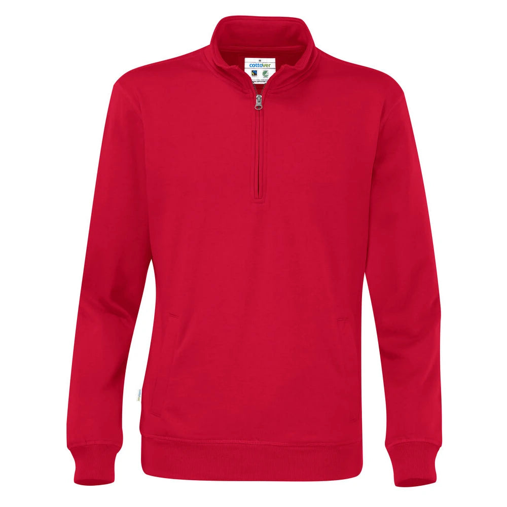 Cottover Sweater Half Zip Unisex - GOTS Rood