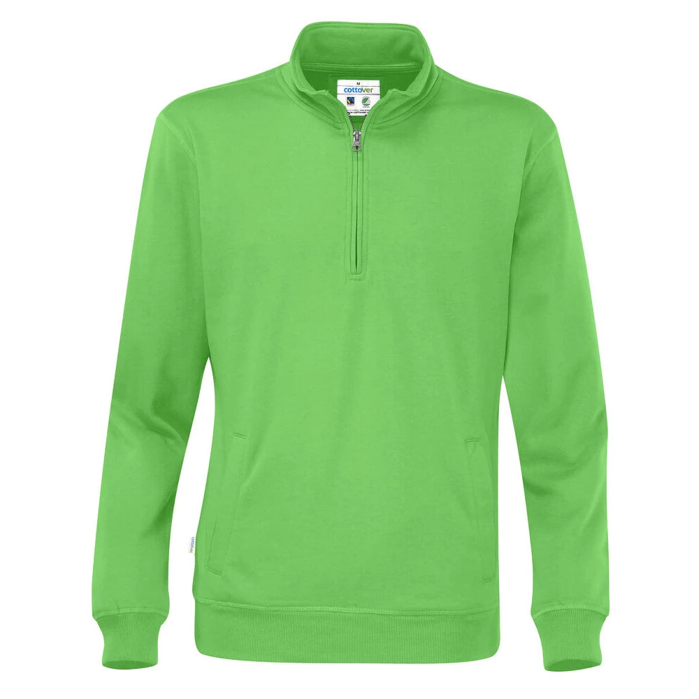 Cottover Sweater Half Zip Unisex - GOTS Groen