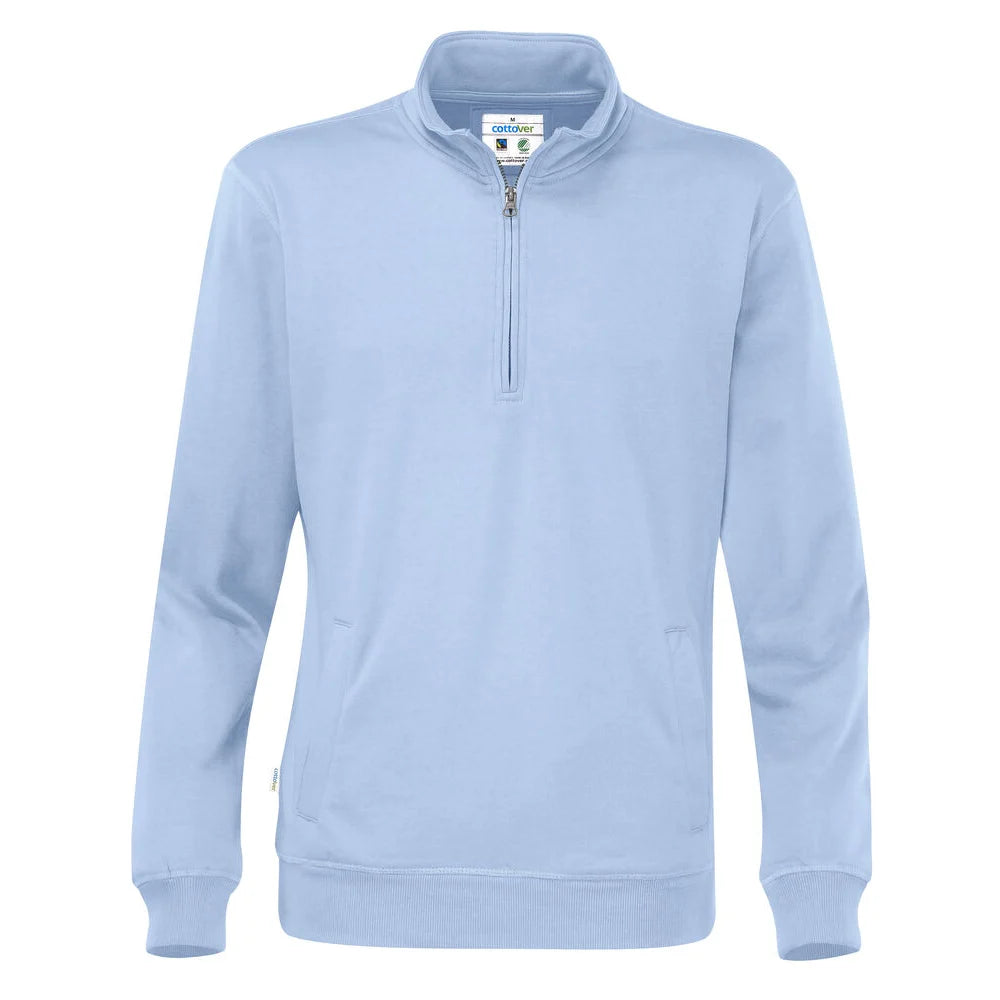 Cottover Sweater Half Zip Unisex - GOTS Hemelsblauw