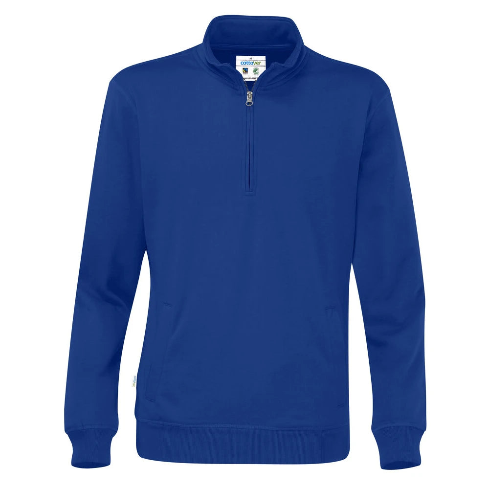 Cottover Sweater Half Zip Unisex - GOTS Koninklijk Blauw