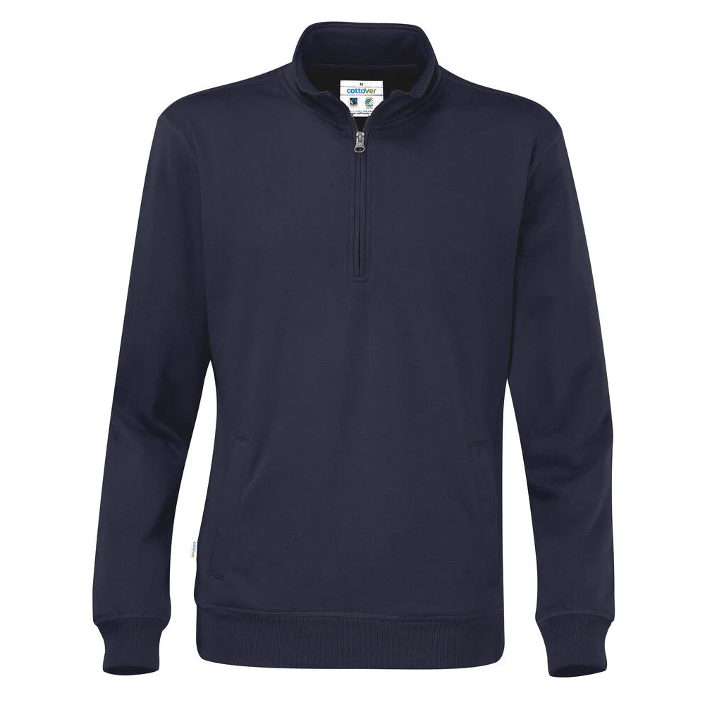 Cottover Sweater Half Zip Unisex - GOTS Marine