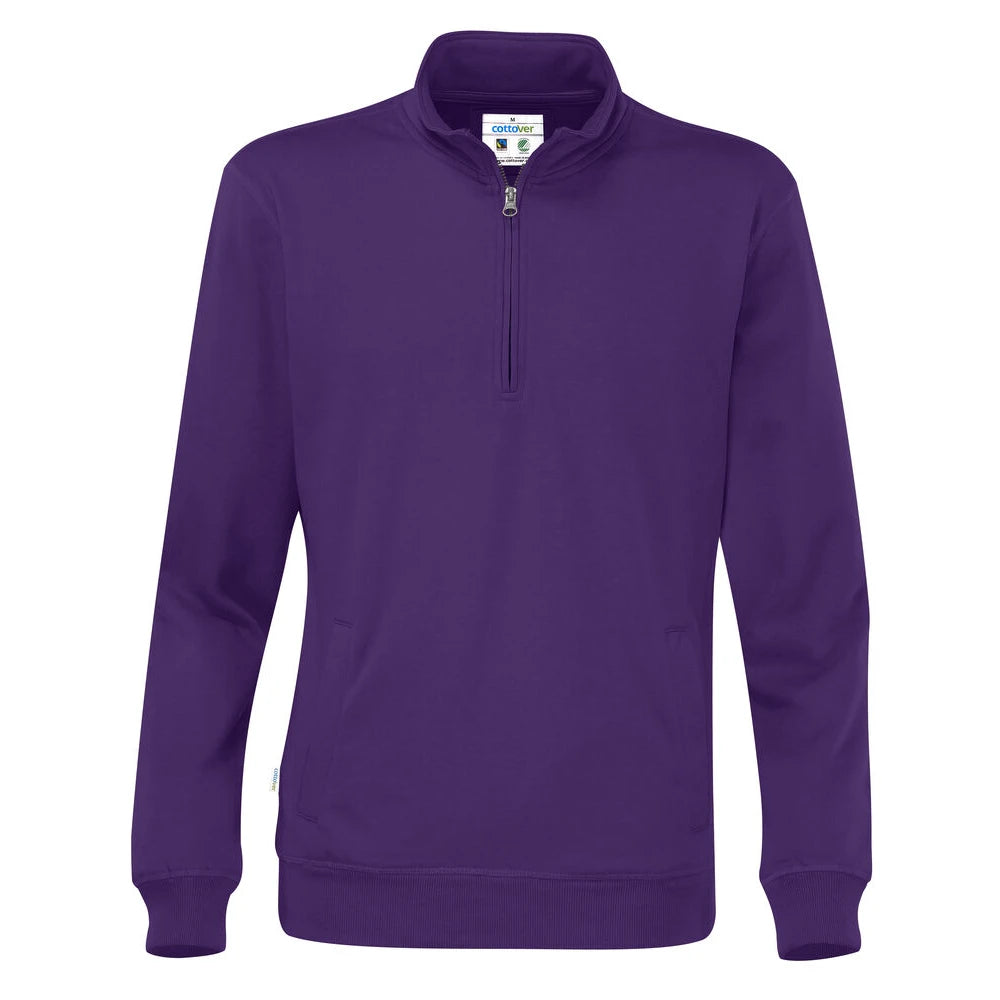 Cottover Sweater Half Zip Unisex - GOTS Paars