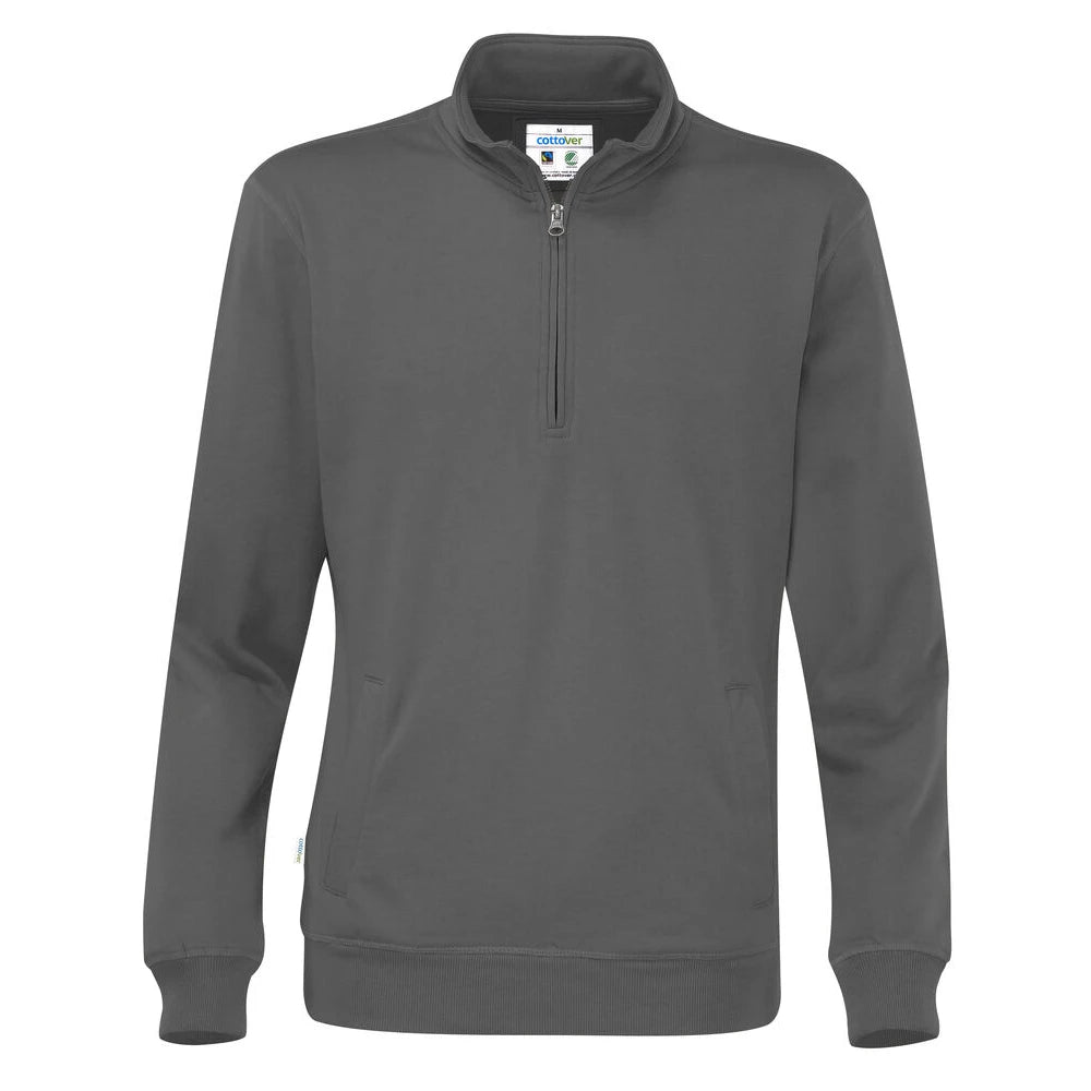 Cottover Sweater Half Zip Unisex - GOTS Antraciet