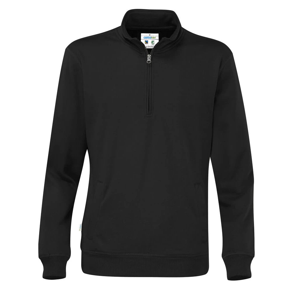 Cottover Sweater Half Zip Unisex - GOTS Zwart