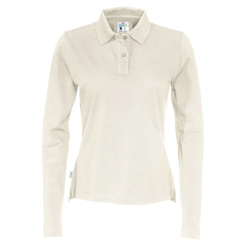Cottover Polo Pique Long Sleeve Lady - GOTS Gebroken Wit