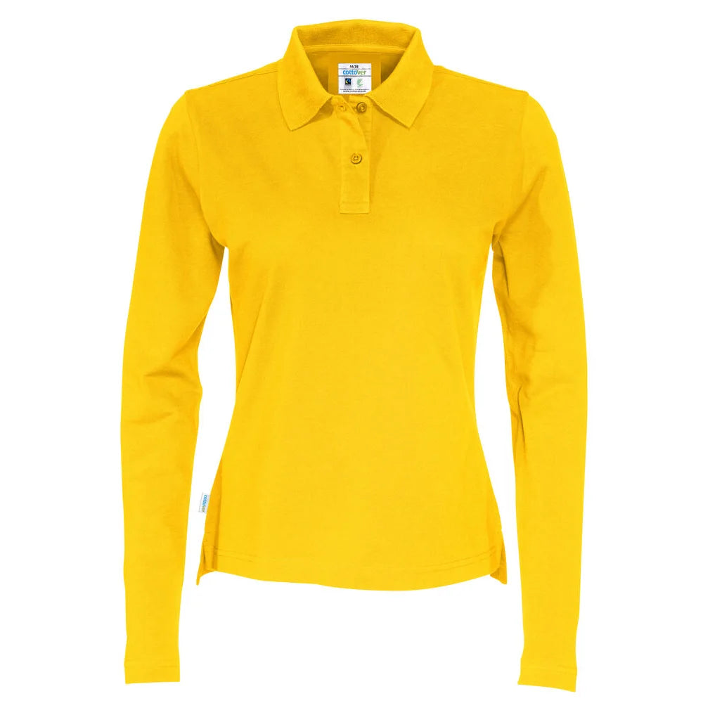 Cottover Polo Pique Long Sleeve Lady - GOTS Geel