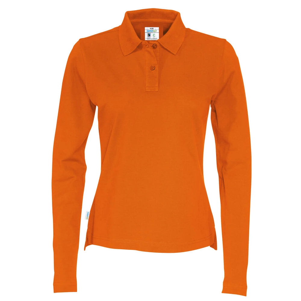 Cottover Polo Pique Long Sleeve Lady - GOTS Oranje