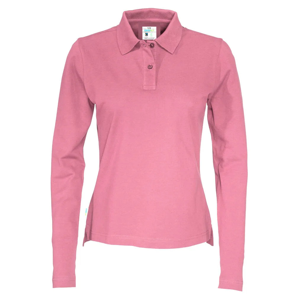 Cottover Polo Pique Long Sleeve Lady - GOTS Roze