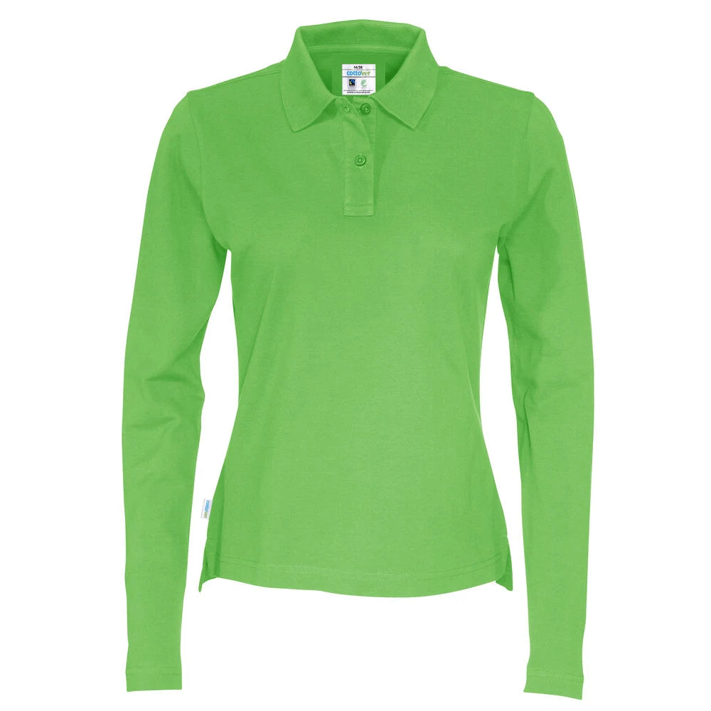 Cottover Polo Pique Long Sleeve Lady - GOTS Groen