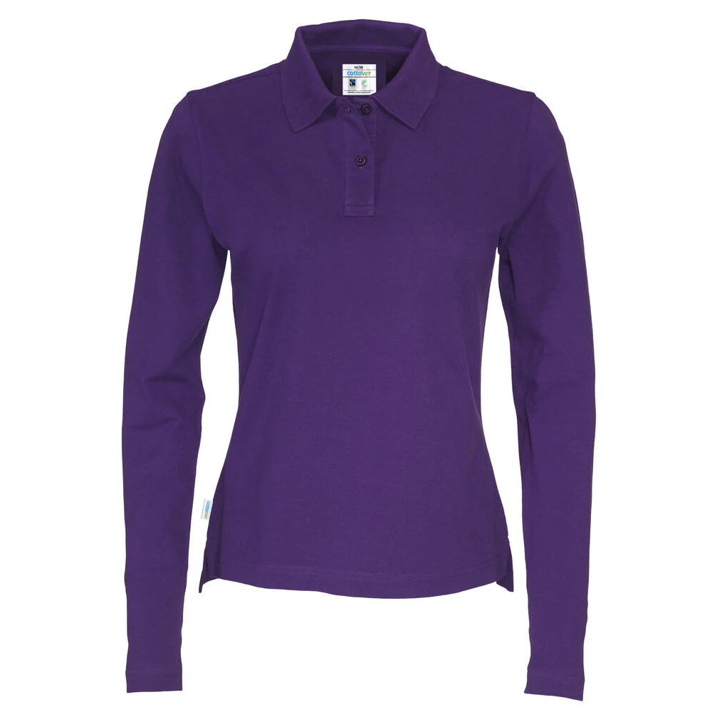 Cottover Polo Pique Long Sleeve Lady - GOTS Paars