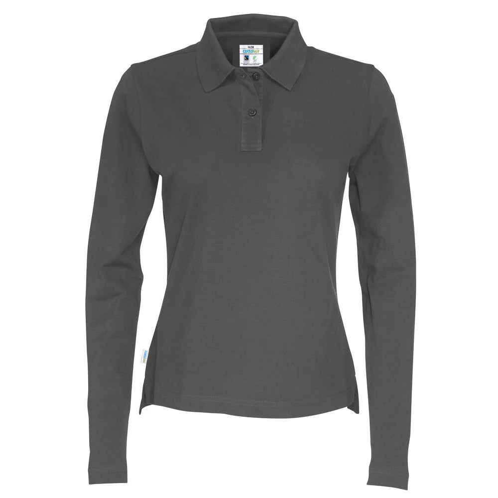 Cottover Polo Pique Long Sleeve Lady - GOTS Antraciet