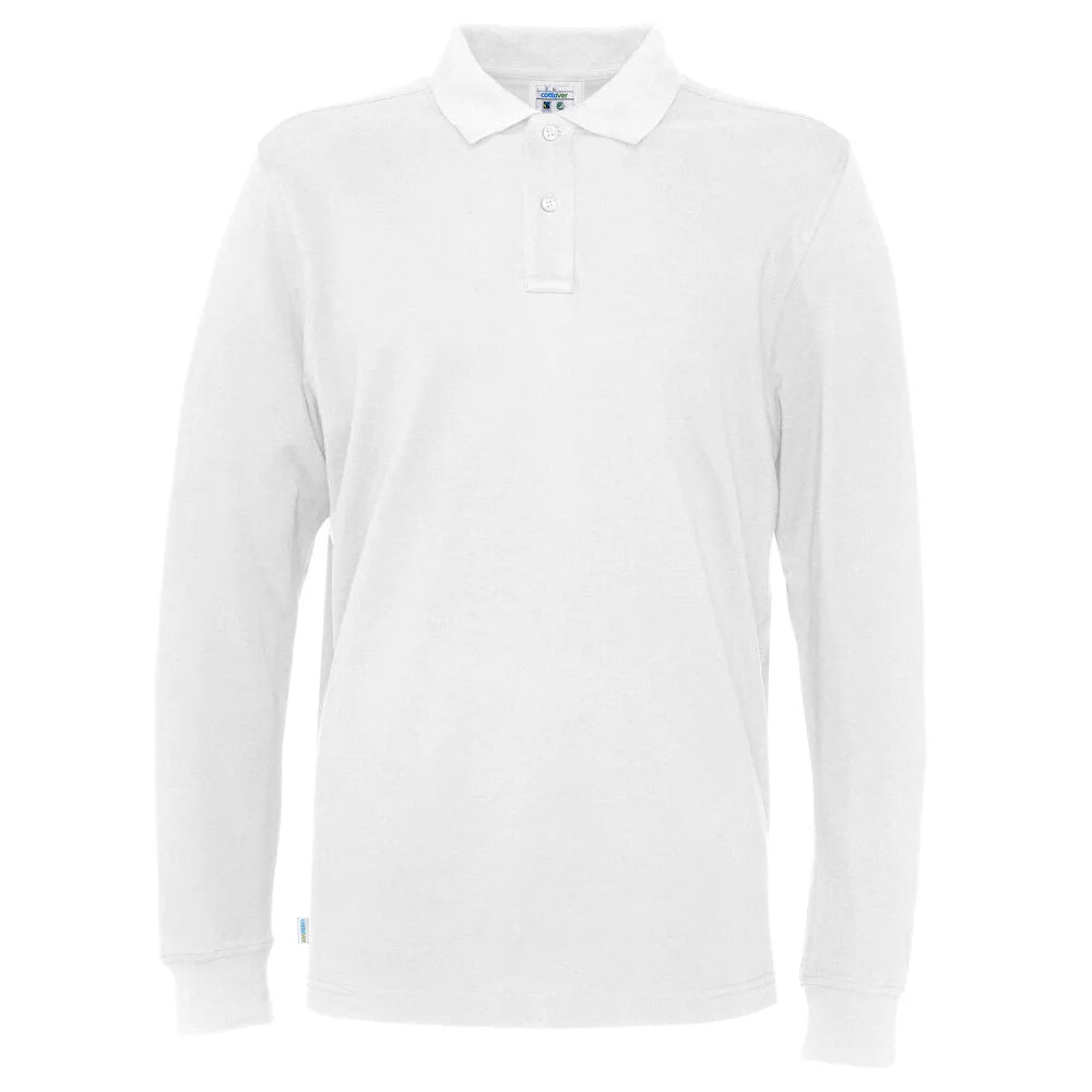Cottover Polo Pique Long Sleeve Man - GOTS Wit