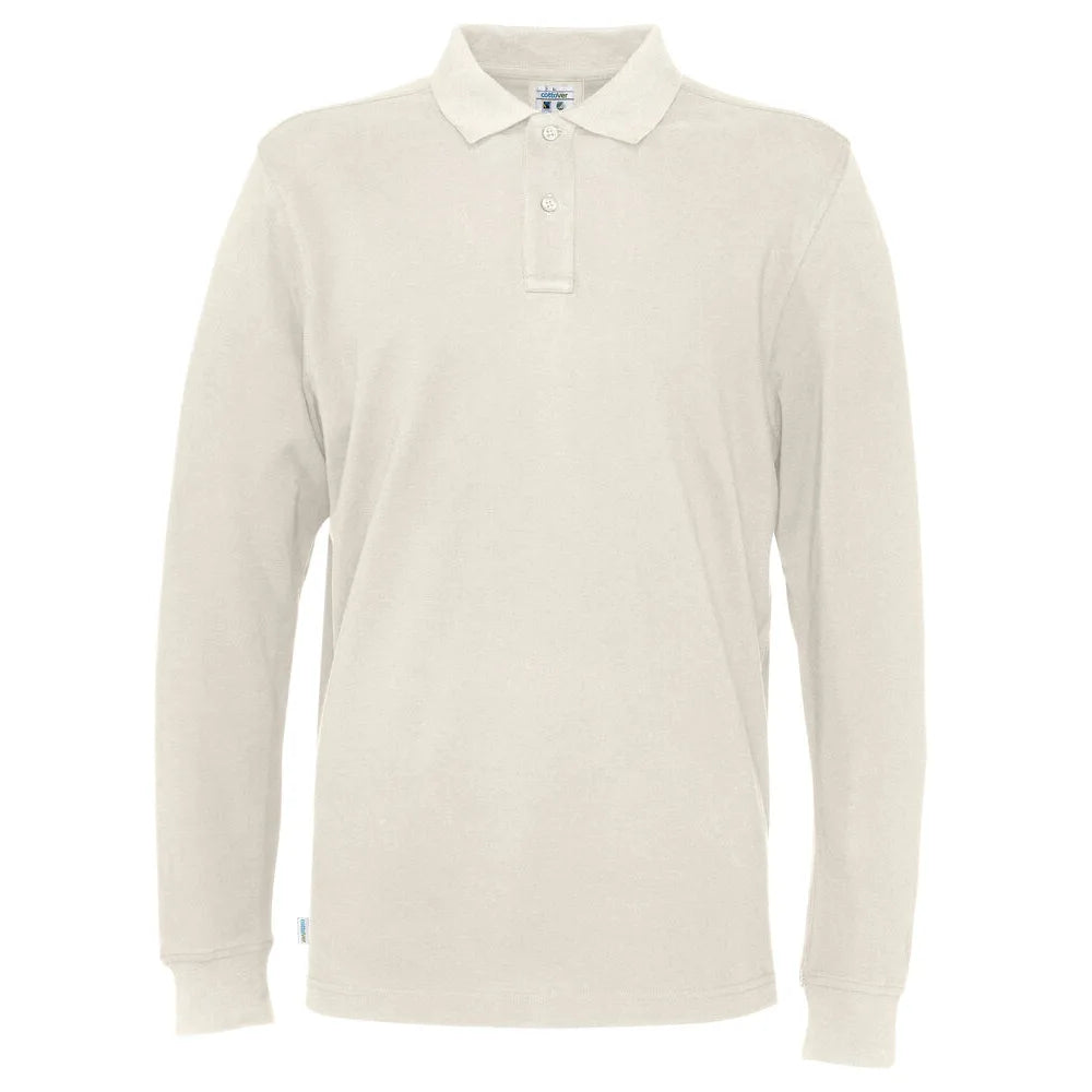 Cottover Polo Pique Long Sleeve Man - GOTS Gebroken Wit