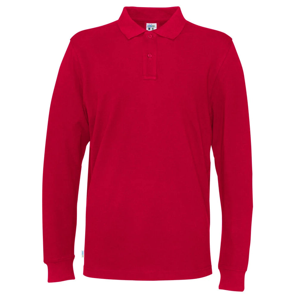 Cottover Polo Pique Long Sleeve Man - GOTS Rood