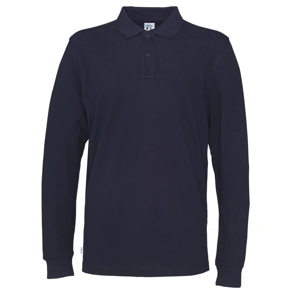 Cottover Polo Pique Long Sleeve Man - GOTS Marine