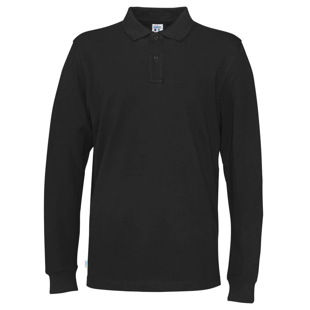 Cottover Polo Pique Long Sleeve Man - GOTS Zwart