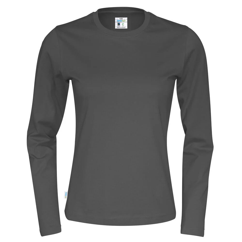 Cottover T-Shirt Long Sleeve Lady - GOTS Antraciet