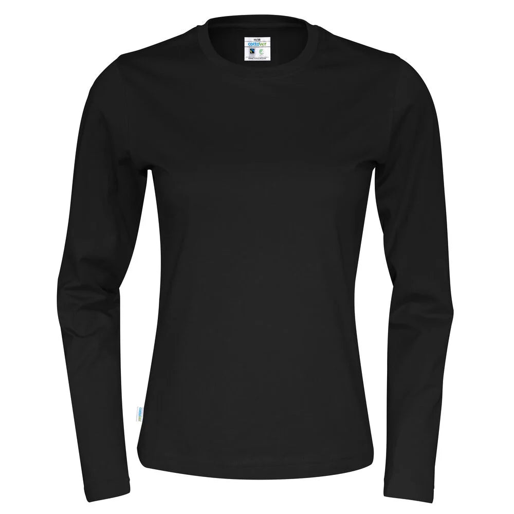 Cottover T-Shirt Long Sleeve Lady - GOTS Zwart
