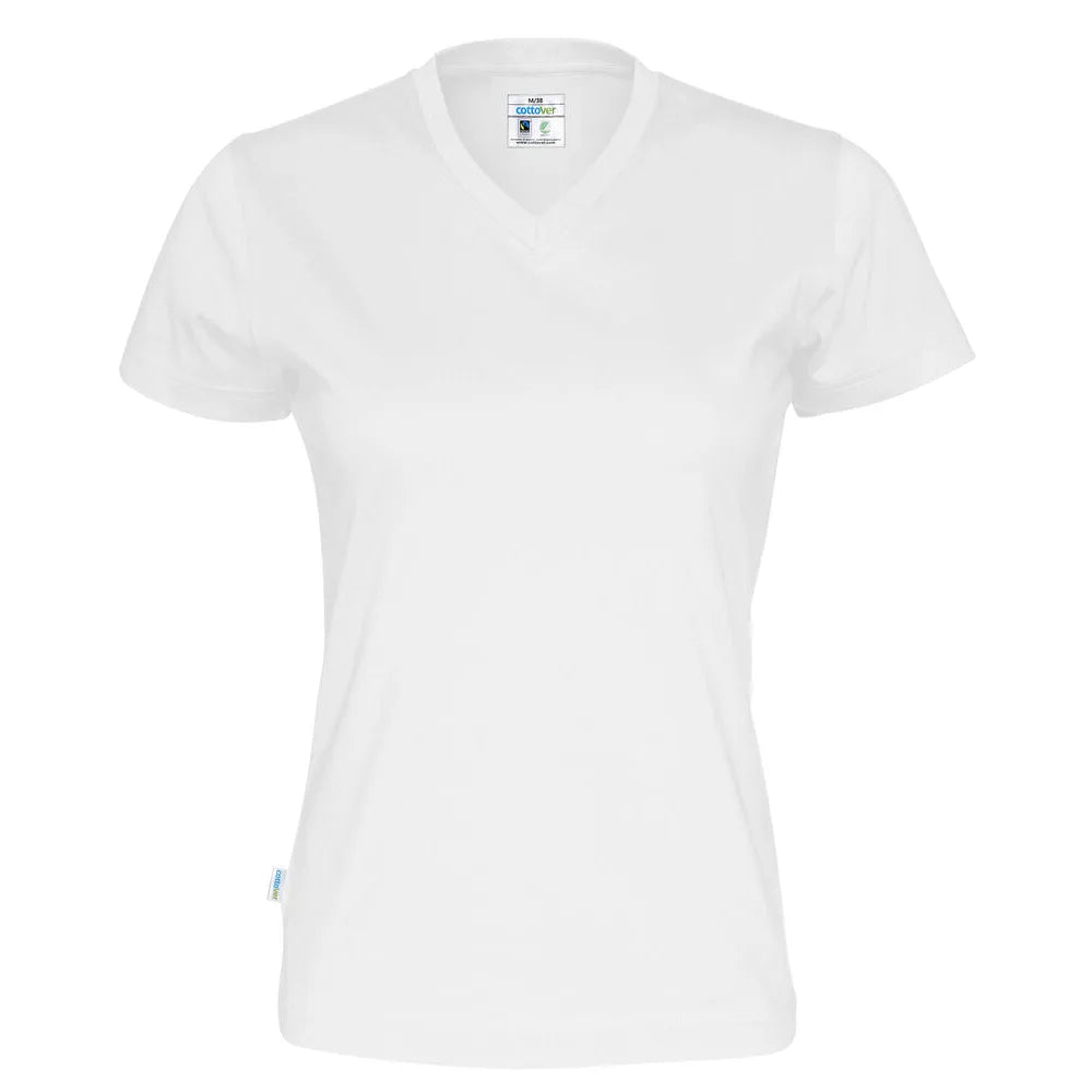 Cottover T-Shirt V-Neck Lady - GOTS Wit