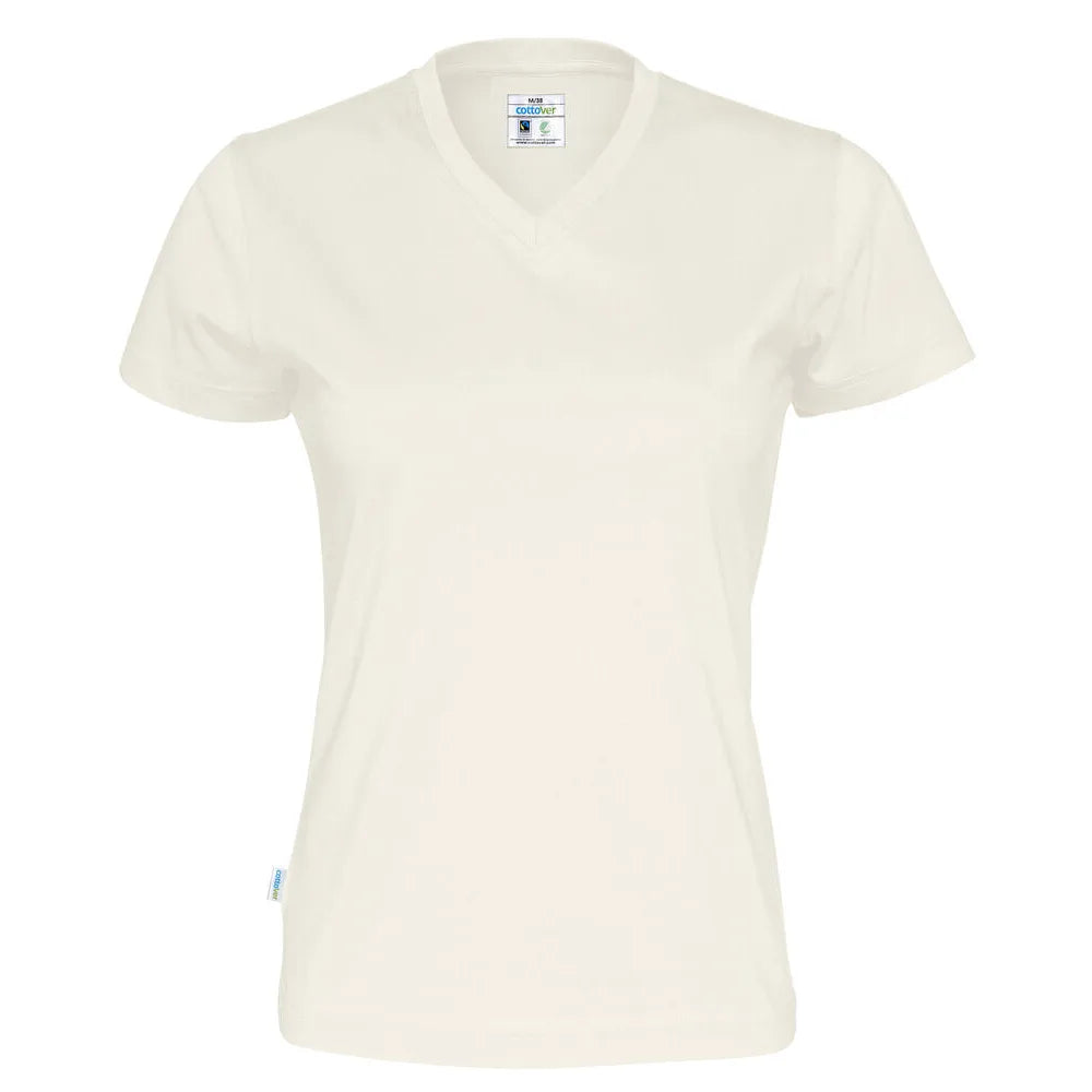 Cottover T-Shirt V-Neck Lady - GOTS Gebroken Wit