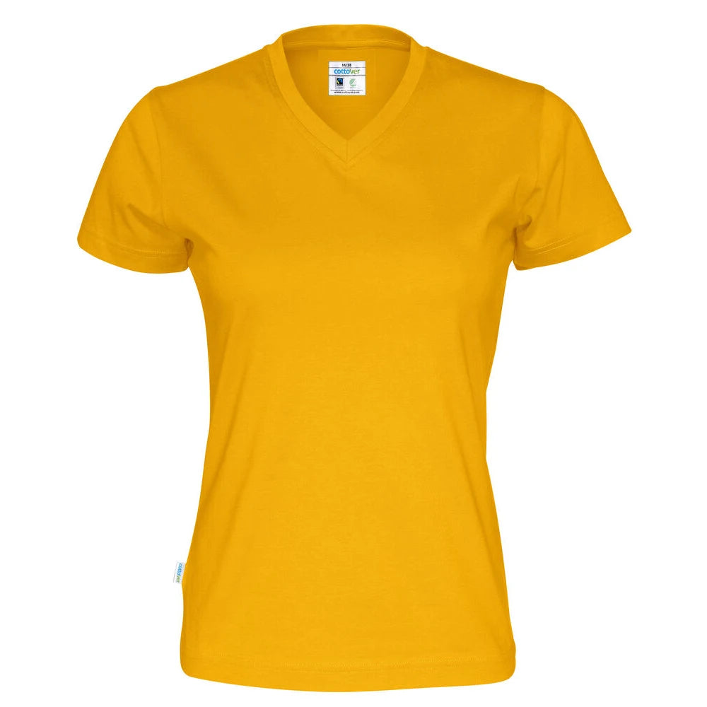 Cottover T-Shirt V-Neck Lady - GOTS Geel