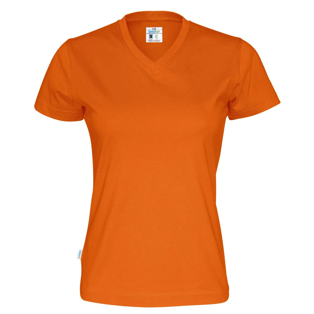 Cottover T-Shirt V-Neck Lady - GOTS Oranje