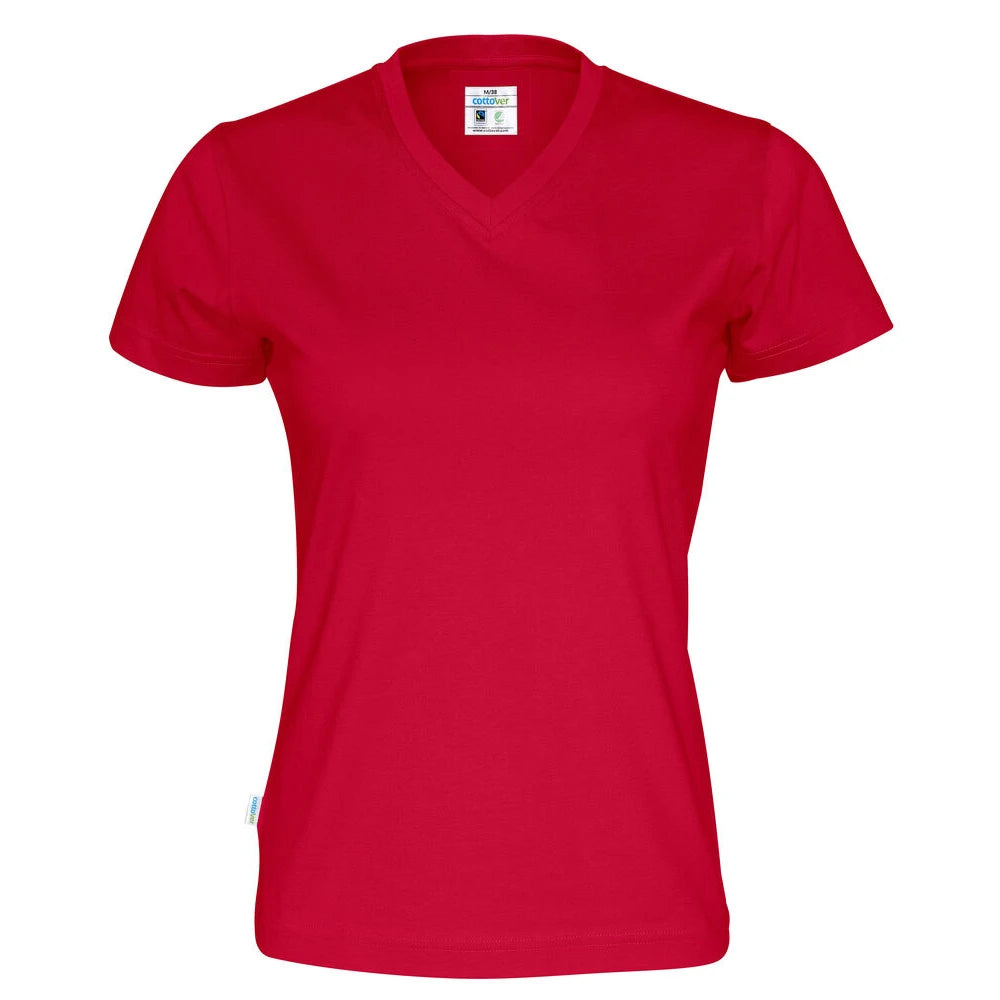 Cottover T-Shirt V-Neck Lady - GOTS Rood
