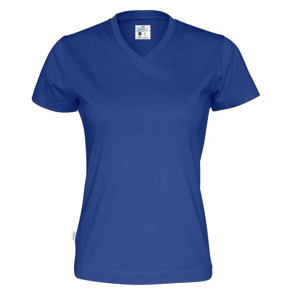 Cottover T-Shirt V-Neck Lady - GOTS Koninklijk Blauw