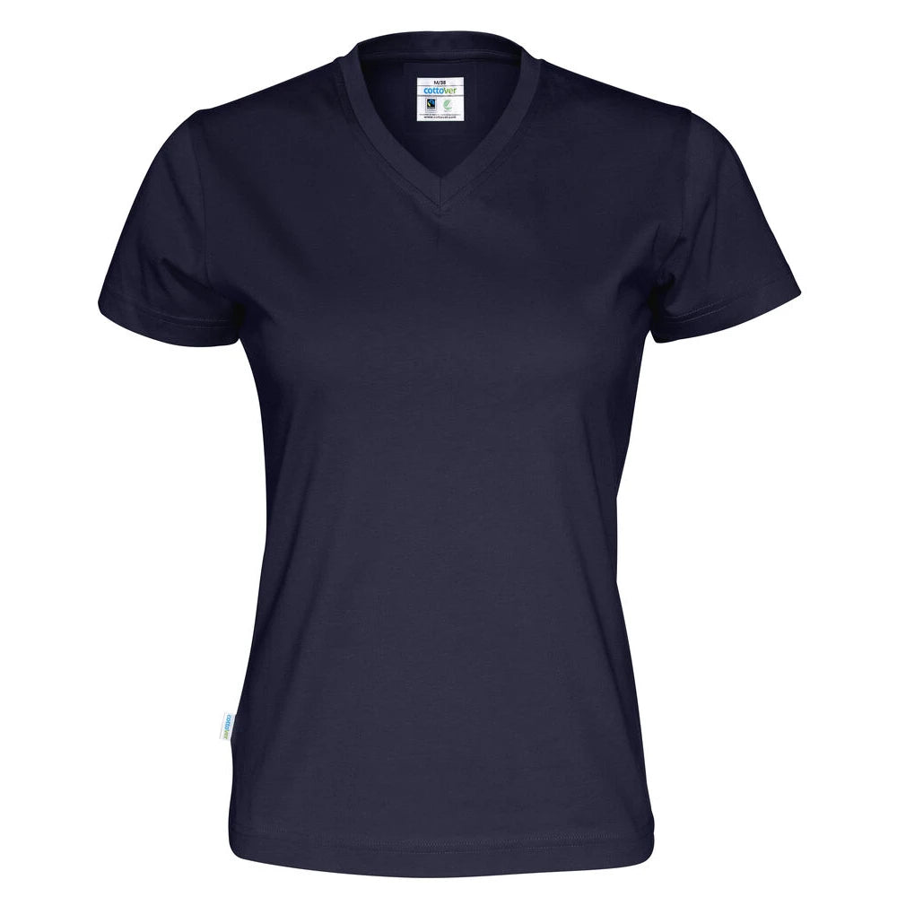Cottover T-Shirt V-Neck Lady - GOTS Marine